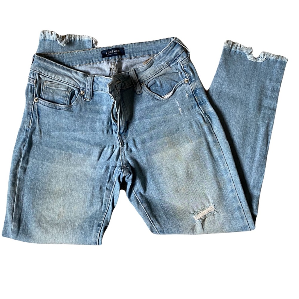 Cropped Fringe Jeans